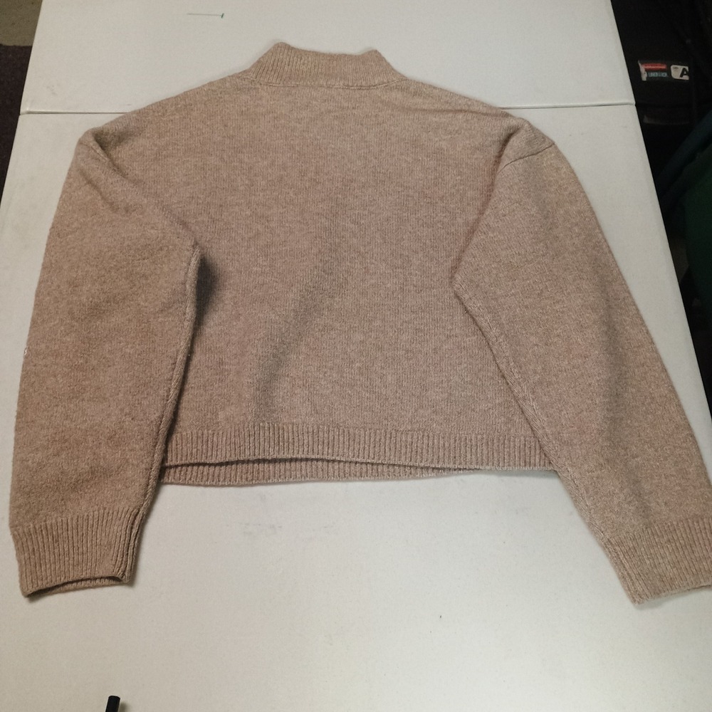 Versona L‎ Embroidered Floral Mock Neck Sweater Taupe Cottagecore Pullover - Picture 2 of 10